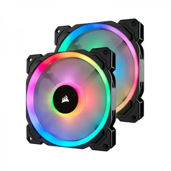 Corsair LL140 RGB 140mm Dual Light Loop RGB LED PWM Fan — 2 Fan Pack with Lighting Node PRO