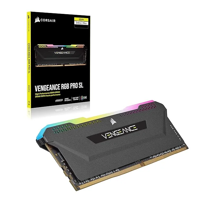 Corsair Vengeance RGB PRO SL DDR4 3600Mhz C18 Memory Kit, 64GB (2x32GB), Black view 2