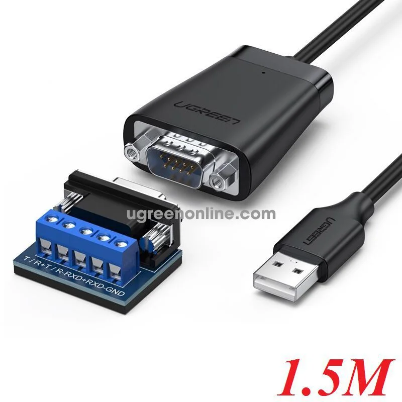 Ugreen USB TO RS-422/RS485 adapter Cable 1.5m, Chipset: FIDI-FT232R+ZT485, Supports Windows 8.1/8/7