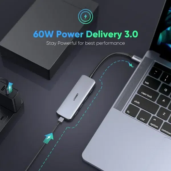UGREEN CM219-70336 Ugreen USB C Hub 4 Ports USB 3.1 Type C to USB 3.0 Hub Adapter with Micro USB for MacBook Pro, iMac view 3