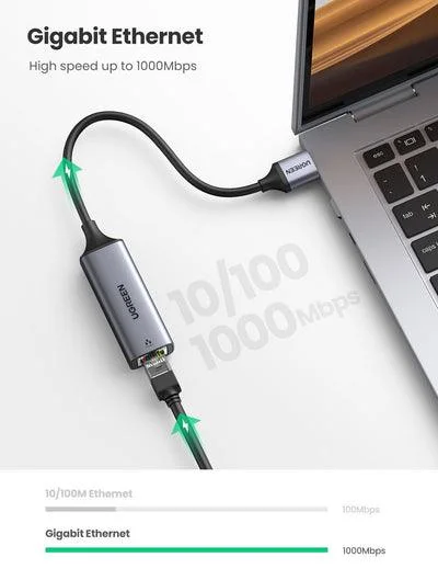 UGREEN CM209-50922 Ugreen USB 3.0 to Network Gigabit RJ45 LAN 1000Mbps Adapter Converter Gray view 3