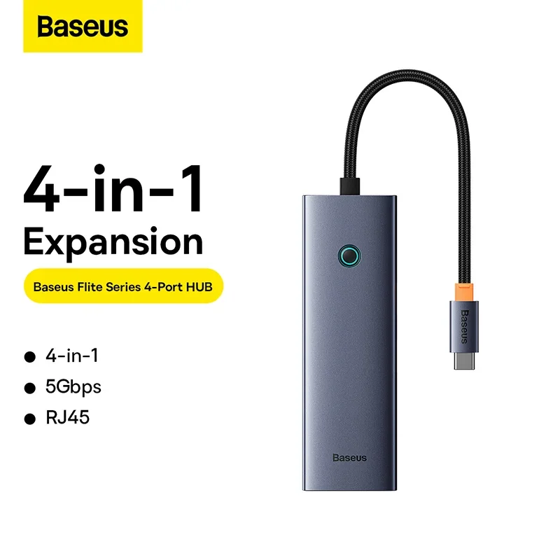 BASEUS B0005280A813-03 Baseus UltraJoy Series 4-Port HUB Space Grey（Type-C to USB3.0 * 4）