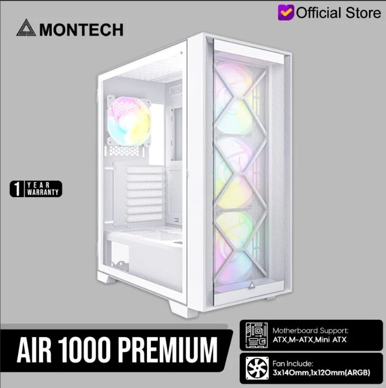 MONTECH AIR1000-PREMIUM-W MONTECH AIR 1000 PREMIUM ARGB ATX (White)