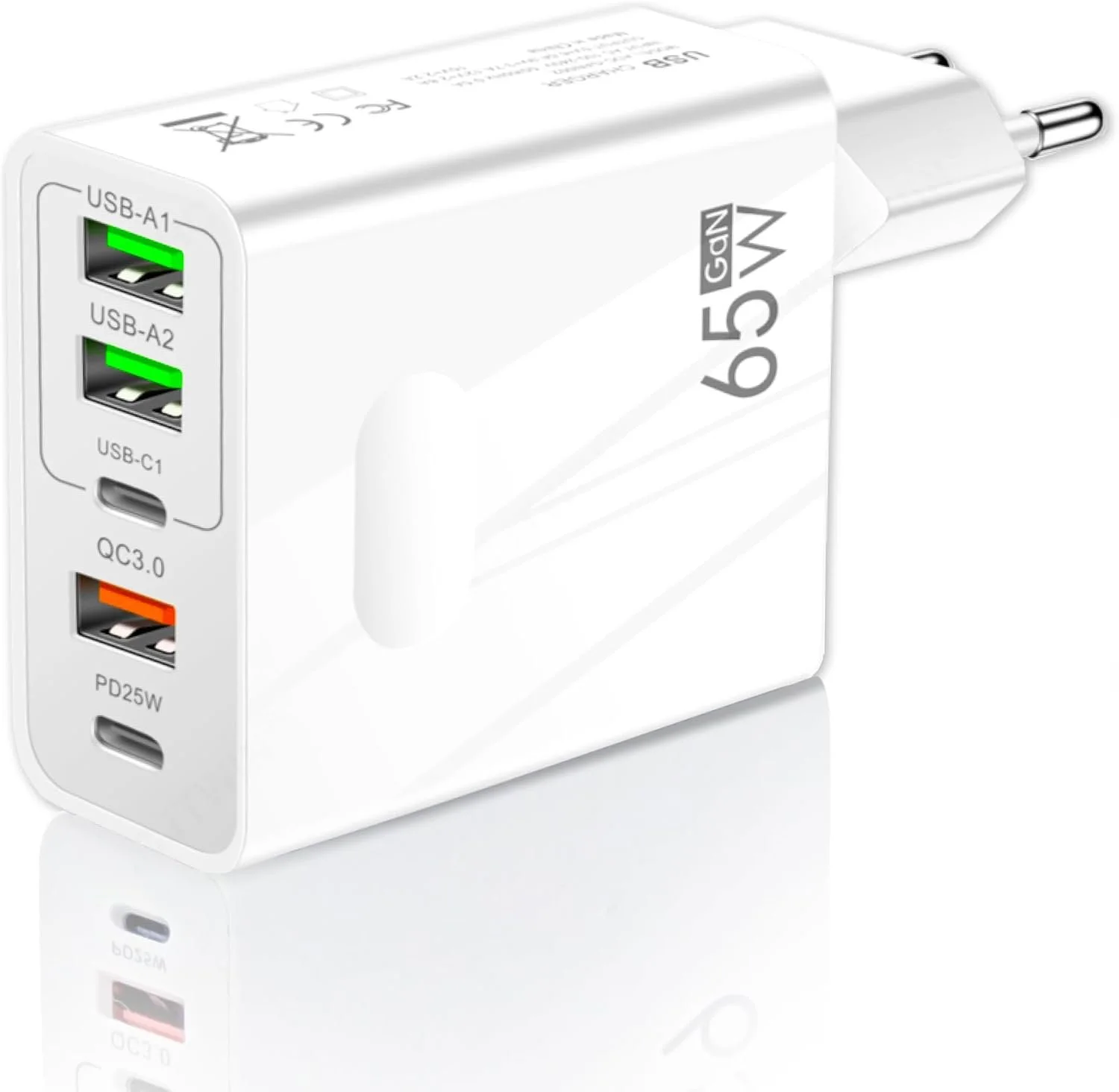 OEM ADC-GAN002 65W GAN 5 Ports Multi-Compatible Fast Charger (3 USB-A and 2 USB-C Output)