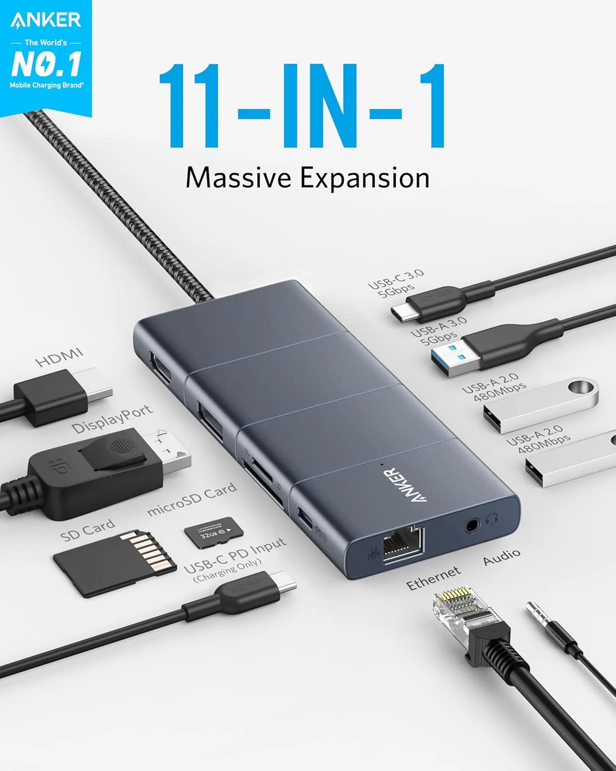 ANKER A83850A3 Anker 563 USB-C Hub (11-in-1)