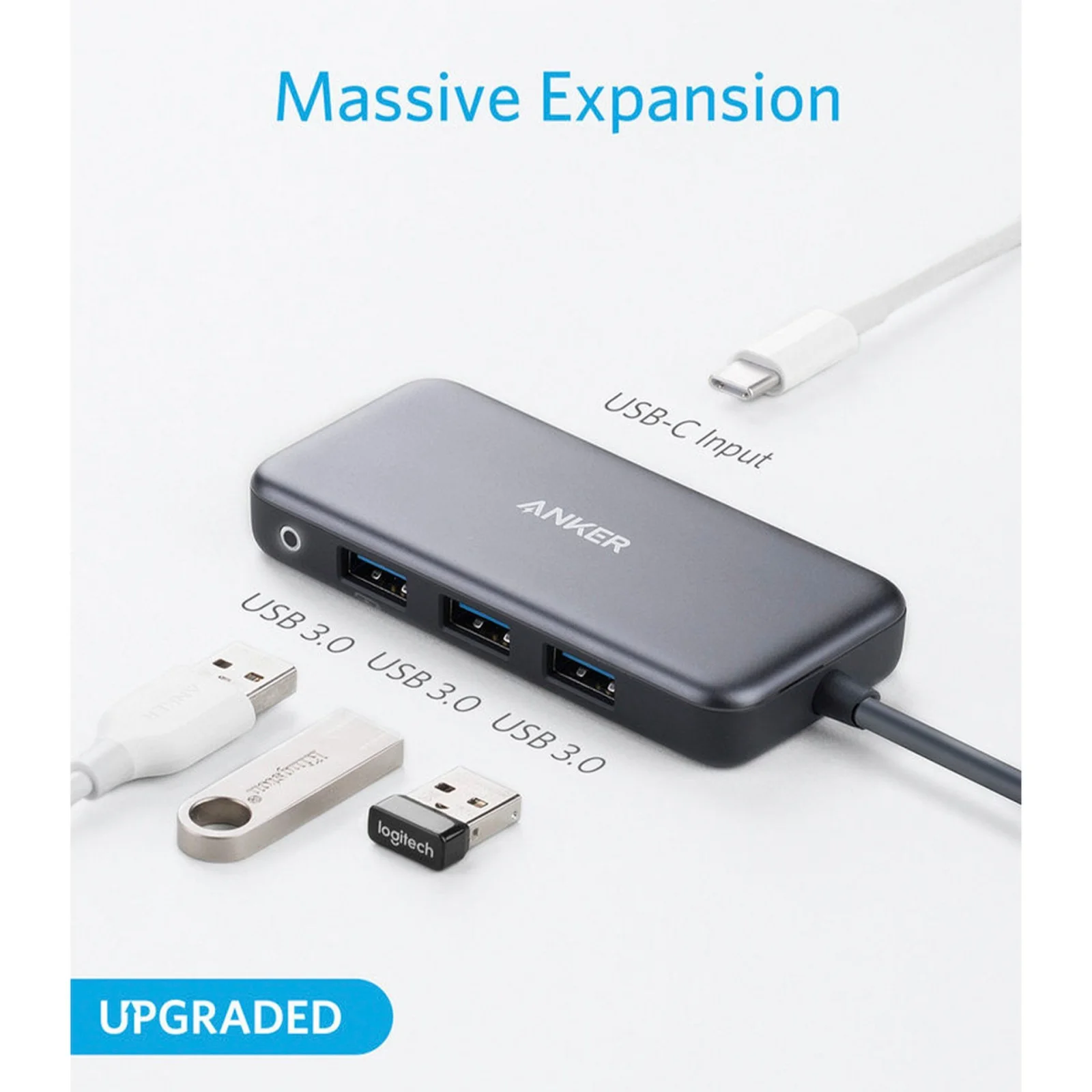 ANKER A8321HA1 ANKER PREMIUM 4-IN-1 USB-C HUB GRAY (C to 4 USB)