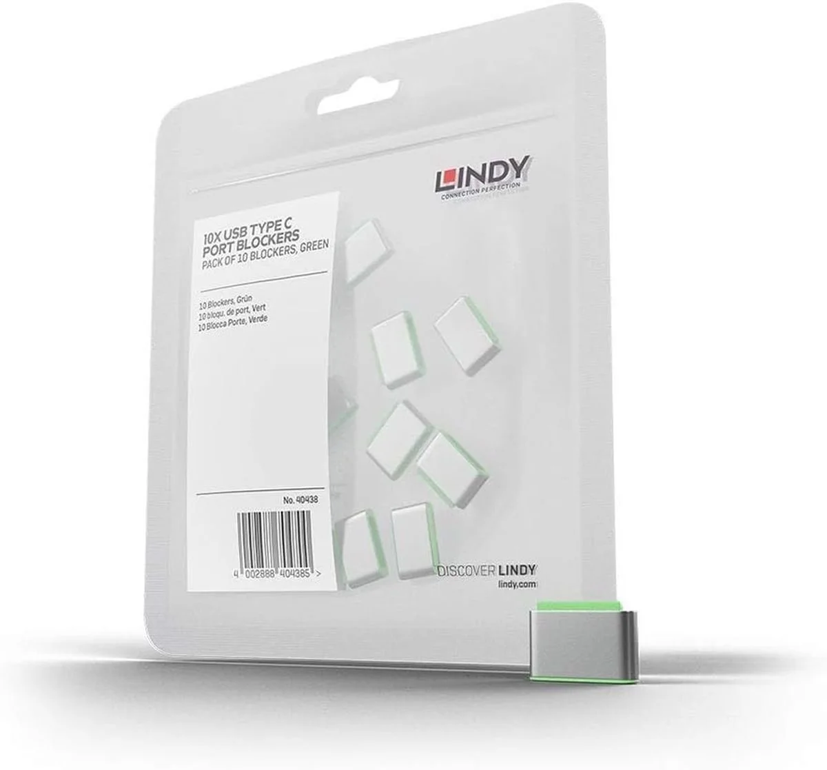 LINDY USB Type A Port Blockers (Without Key) - Pack of 10, Green 40461