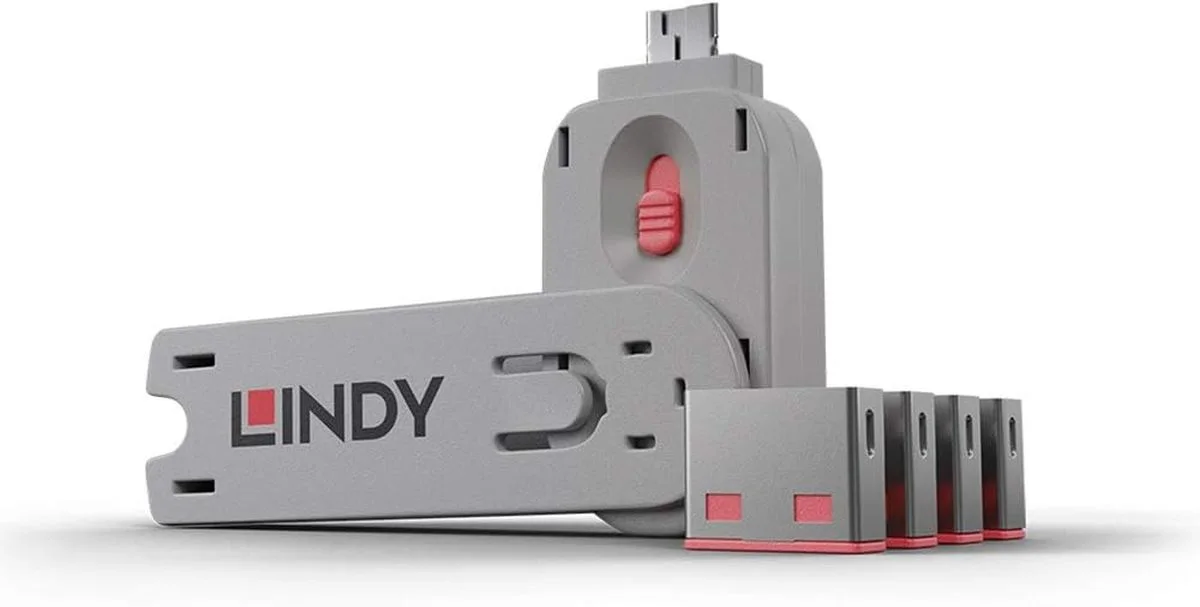 Lindy USB Port Blocker - Pack of 4, Red (40450)