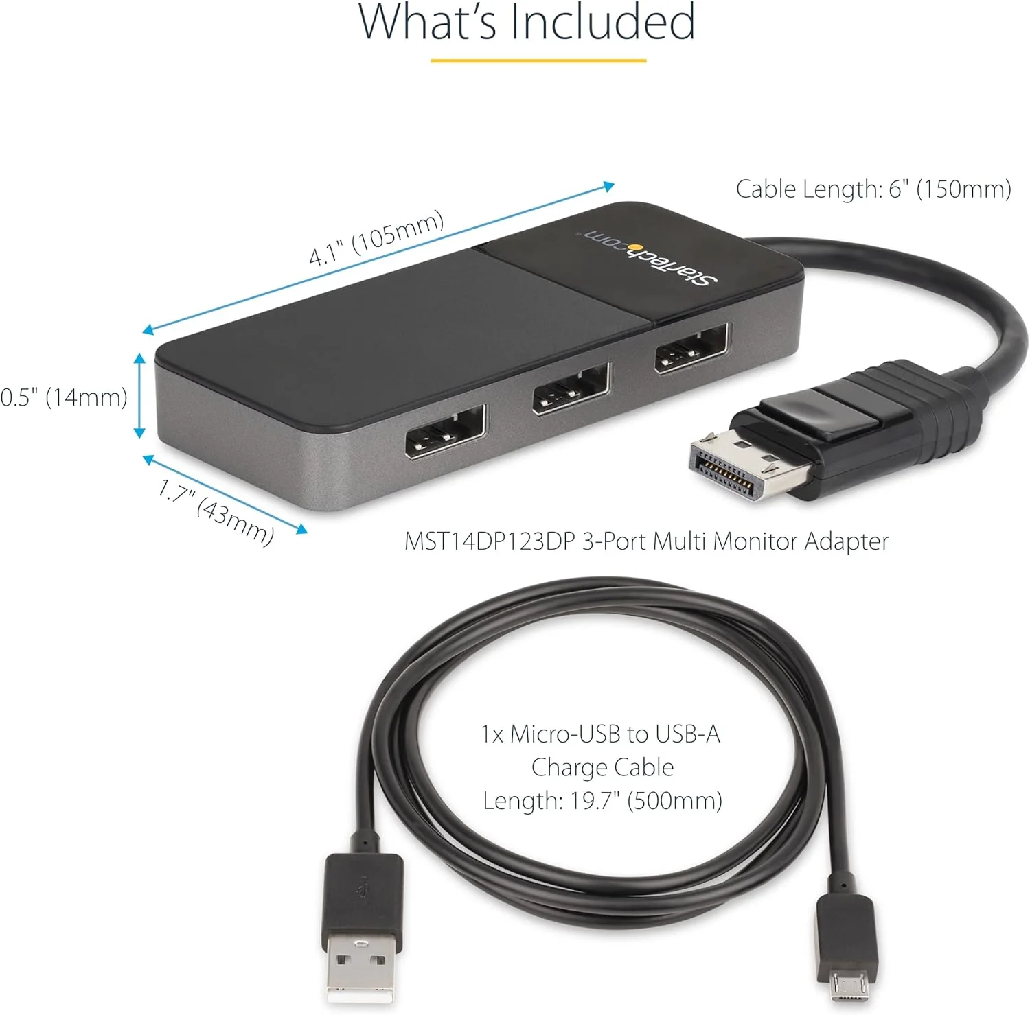 Startech.Com MST Hub - DP 1.4 to 3x DP - 3 x 4K StarTech.com Signal Splitter - Plastic - 30 Hz to 60 Hz - 7680 x 4320 - 2 m Maximum Operating Distance - DisplayPort - USB