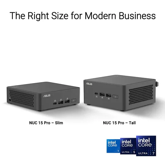 ASUS NUC 15 PRO C3-100U INTEL GRAPHICS B Asus NUC 15 Pro RNUC15CRHI300000I Barebone System - Mini PC - Socket BGA-1744 - 1 x Processor Support - 1 x Intel Core 3 100U 1.20 GHz Hexa-core (6 Core) - Intel Chip - 96 GB DDR5 SDRAM Maximum RAM Support - 2 Total Memory Slots - NVMe Controller - Intel - IEEE 802.11be - Bluetooth 5.4 - Network (RJ-45) - 2 M.2 Interface(s) - 2.5 Gigabit Ethernet - Red Hat Enterprise Linux Supported Operating System view 4