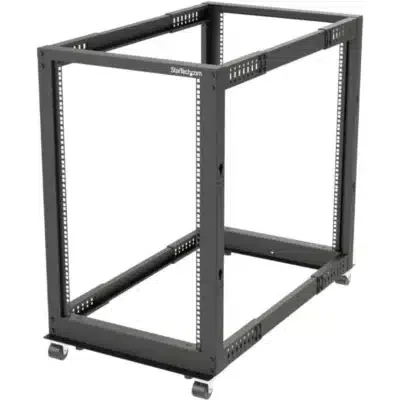 Startech.Com Rack - 18U Open Frame - 22-40 in. Depth StarTech.com 18U 19" Open Frame Server Rack - 4 Post, Adjustable Depth 22 to 40" - Mobile Network Equipment Rack - HP ProLiant ThinkServer - Steel, Cold Rolled Steel - 300 kg Dynamic/Rolling Weight Capacity - 544 kg Static/Stationary Weight Capacity - 2 Year Warranty
