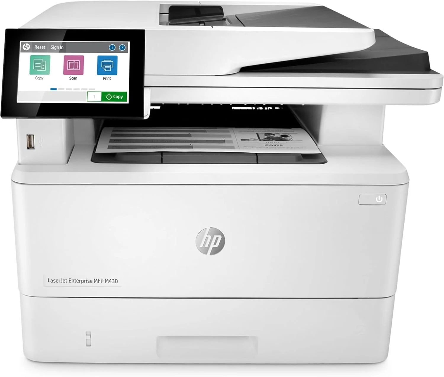 Hp LaserJet Enterprise M430f HP LaserJet Enterprise M430f Laser Multifunction Printer - Monochrome - Copier/Fax/Printer/Scanner - 42 ppm Mono Print - 1200 x 1200 dpi Print - Automatic Duplex Print - Up to 100000 Pages Monthly - Colour Scanner - 600 dpi Optical Scan - Monochrome Fax - Gigabit Ethernet - USB - For Plain Paper Print - 1 Each